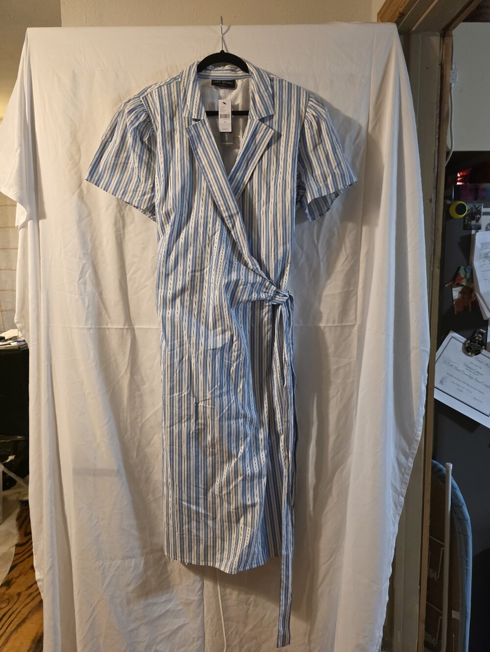 NWT Lane Bryant Blue and White Striped Wrap Midi Dress SZ 18 - Picture 5 of 6